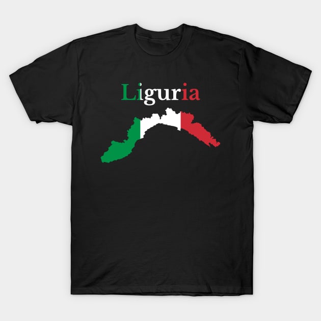 Liguria Map, Italy, Italian Region. T-Shirt by maro_00